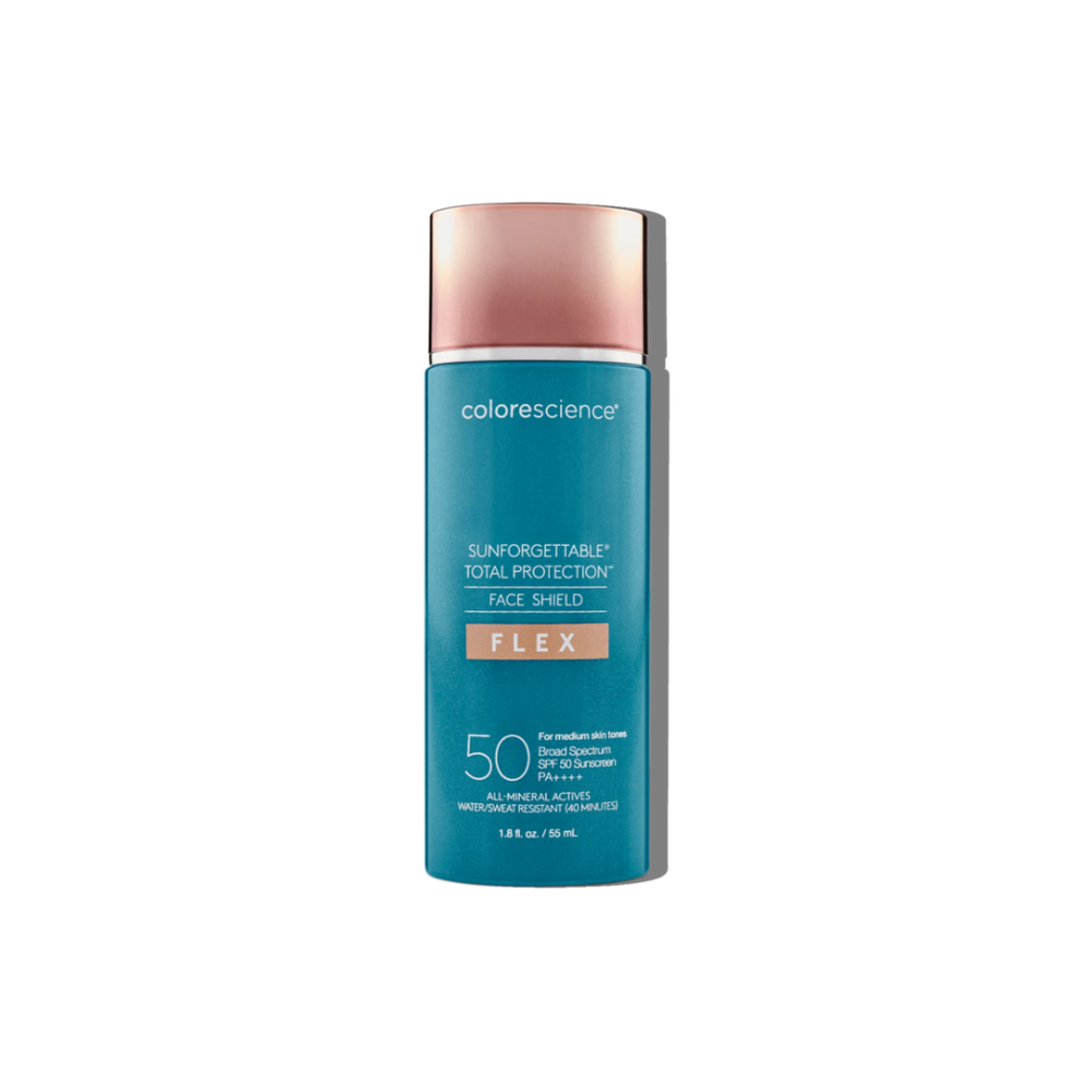 Sunforgettable Face Shield Flex SPF 50 mineral sunscreen with tone-adapting color and broad-spectrum protection