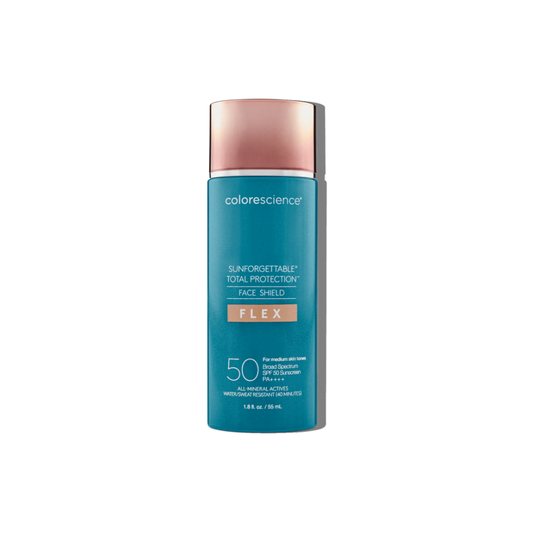 Sunforgettable Face Shield Flex SPF 50 mineral sunscreen with tone-adapting color and broad-spectrum protection