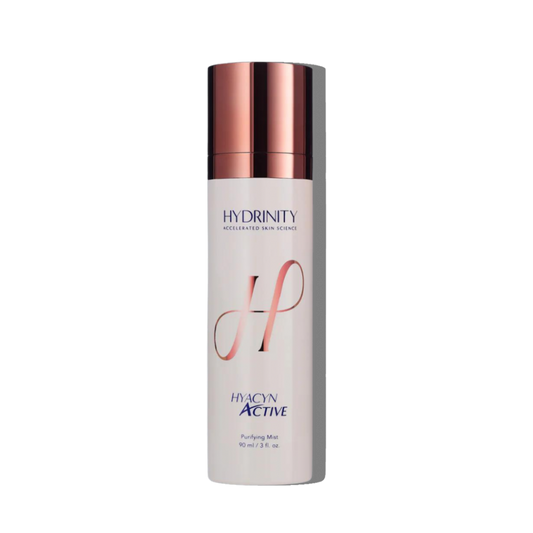 Hyacyn Active Purifying Mist with Hypochlorous Acid for calming and purifying sensitive skin types, including those prone to eczema and rosacea