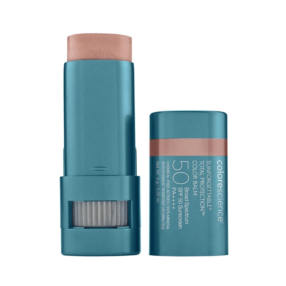 Sunforgettable® Total Protection™ Color Balm SPF 50 for hydrating and protecting lips, cheeks, and eyelids with all-mineral protection and a pop of color.