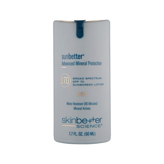 Sunbetter SHEER SPF 70 Sunscreen Lotion, mineral sunscreen for ultimate sun protection and makeup priming