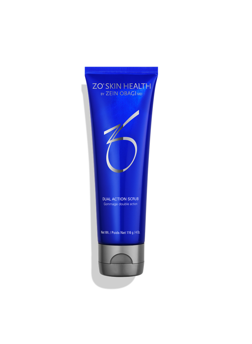 Dual Action Scrub with chemical and physical exfoliants for breakout-clearing and smooth, radiant skin.