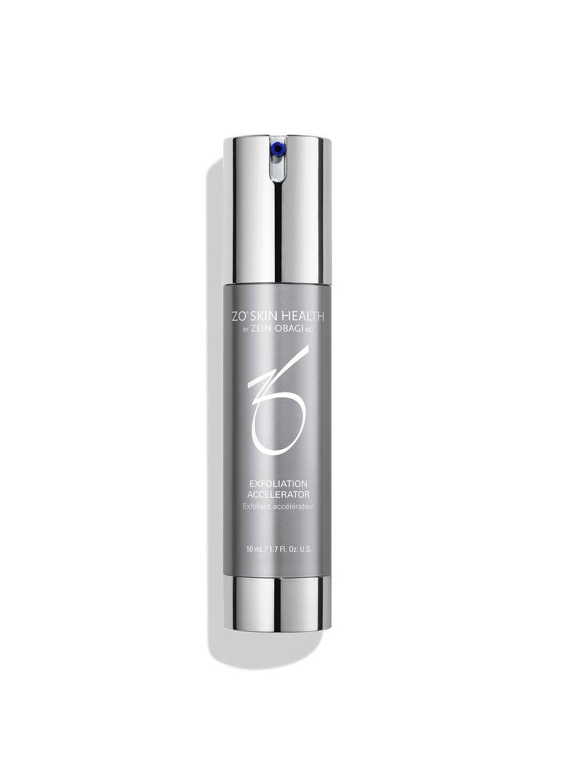 ZO Skin Health Exfoliation Accelerator - Glycolic and Lactic Acid exfoliator with soothing aloe, green tea, and chamomile blend for removing dead skin cells.