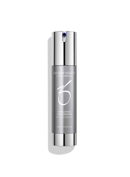 ZO Skin Health Exfoliation Accelerator - Glycolic and Lactic Acid exfoliator with soothing aloe, green tea, and chamomile blend for removing dead skin cells.