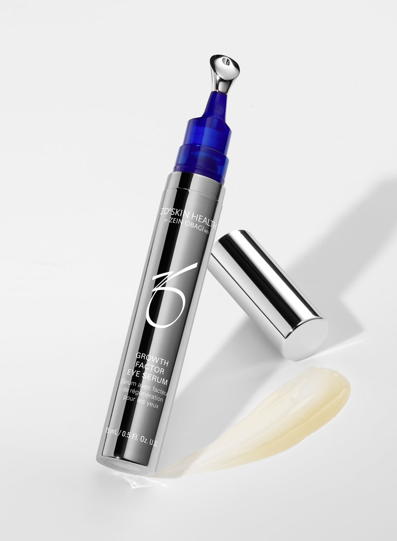 Growth Factor Eye Serum with ZO® technology to reduce wrinkles, creases, and hollow areas, while revitalizing tired eyes with a soothing cooling applicator.