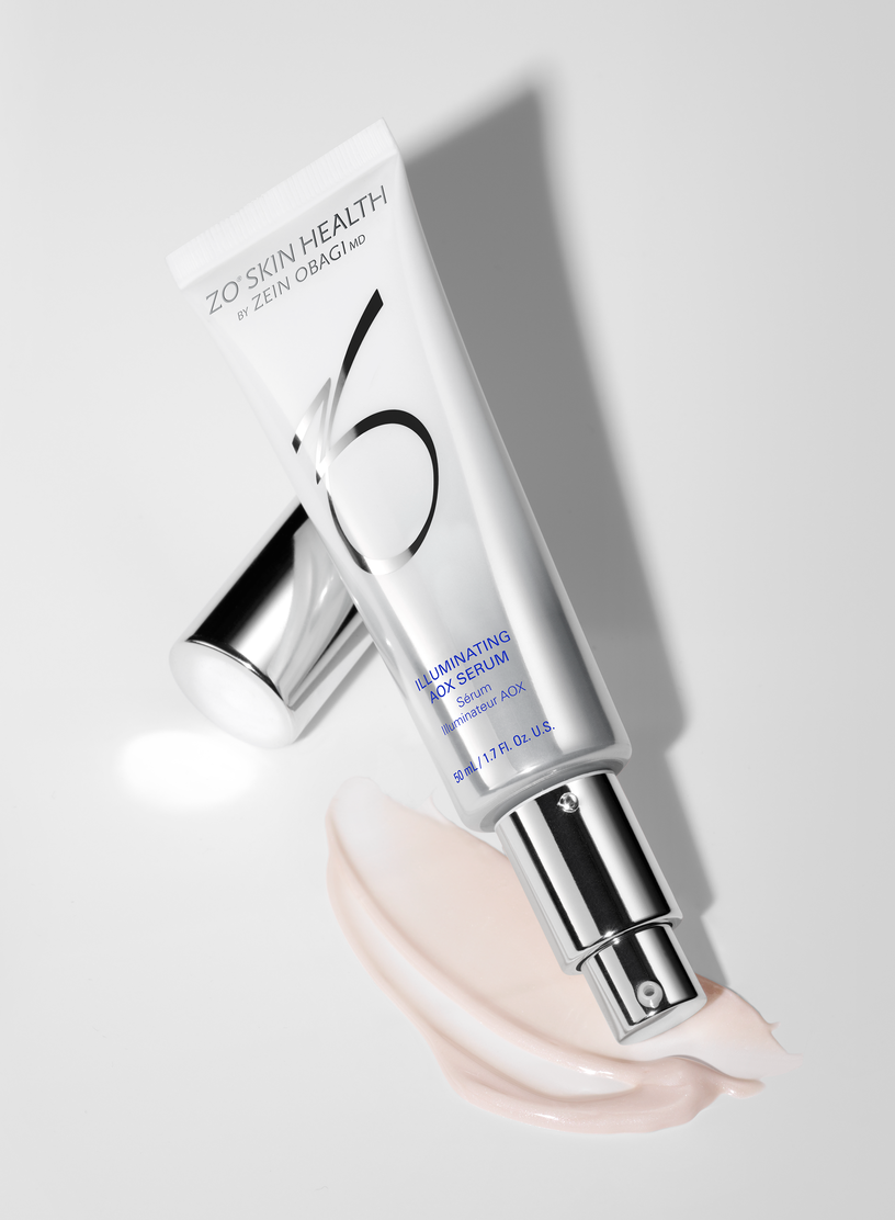 Illuminating AOX Serum offering antioxidant protection, radiant glow, and defense against pollution and early signs of aging.